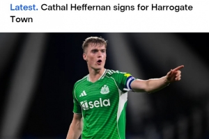 纽卡官方：U21后卫凯瑟尔·赫弗南永久转会至英乙球队哈罗盖特